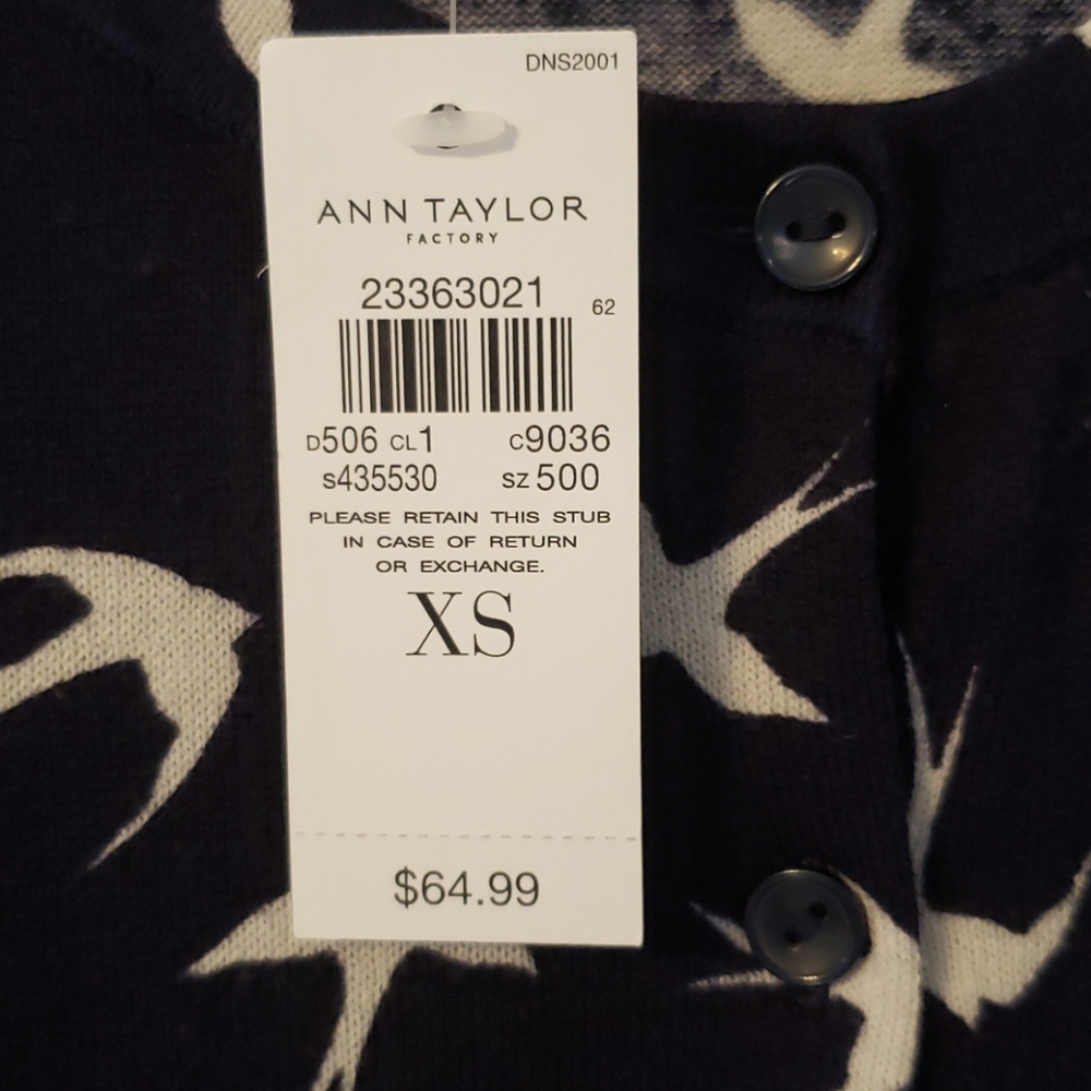 NWT Ann Taylor Factory Soft Bird Cardigan